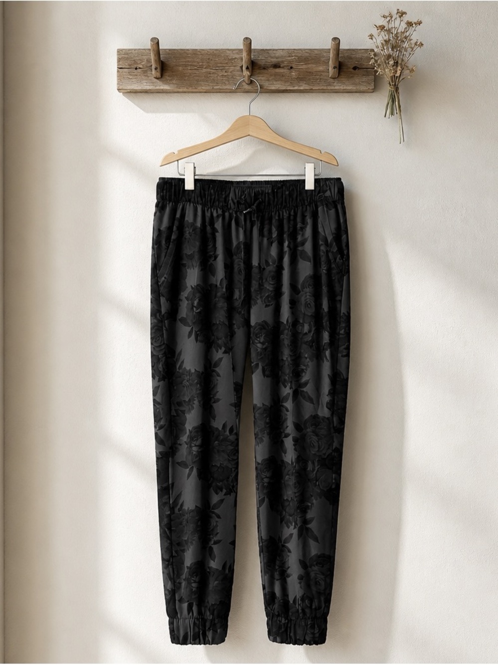adidas Originals Black Floral-Print Joggers